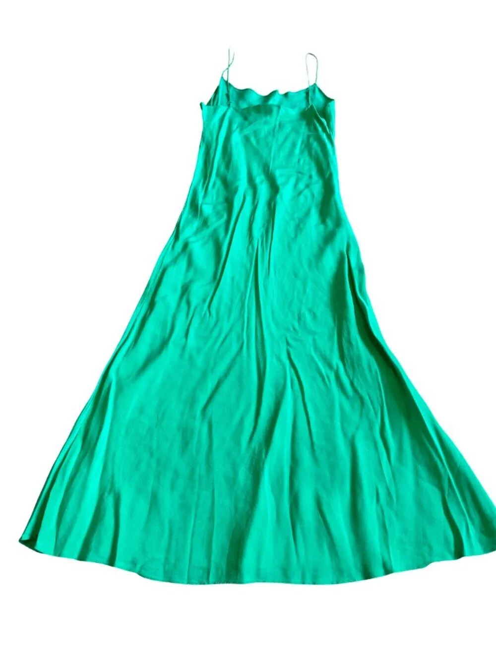J. Crew Bold Green Midi Dress Spaghetti Strap Flowy Wedding Party Size 6 Women's